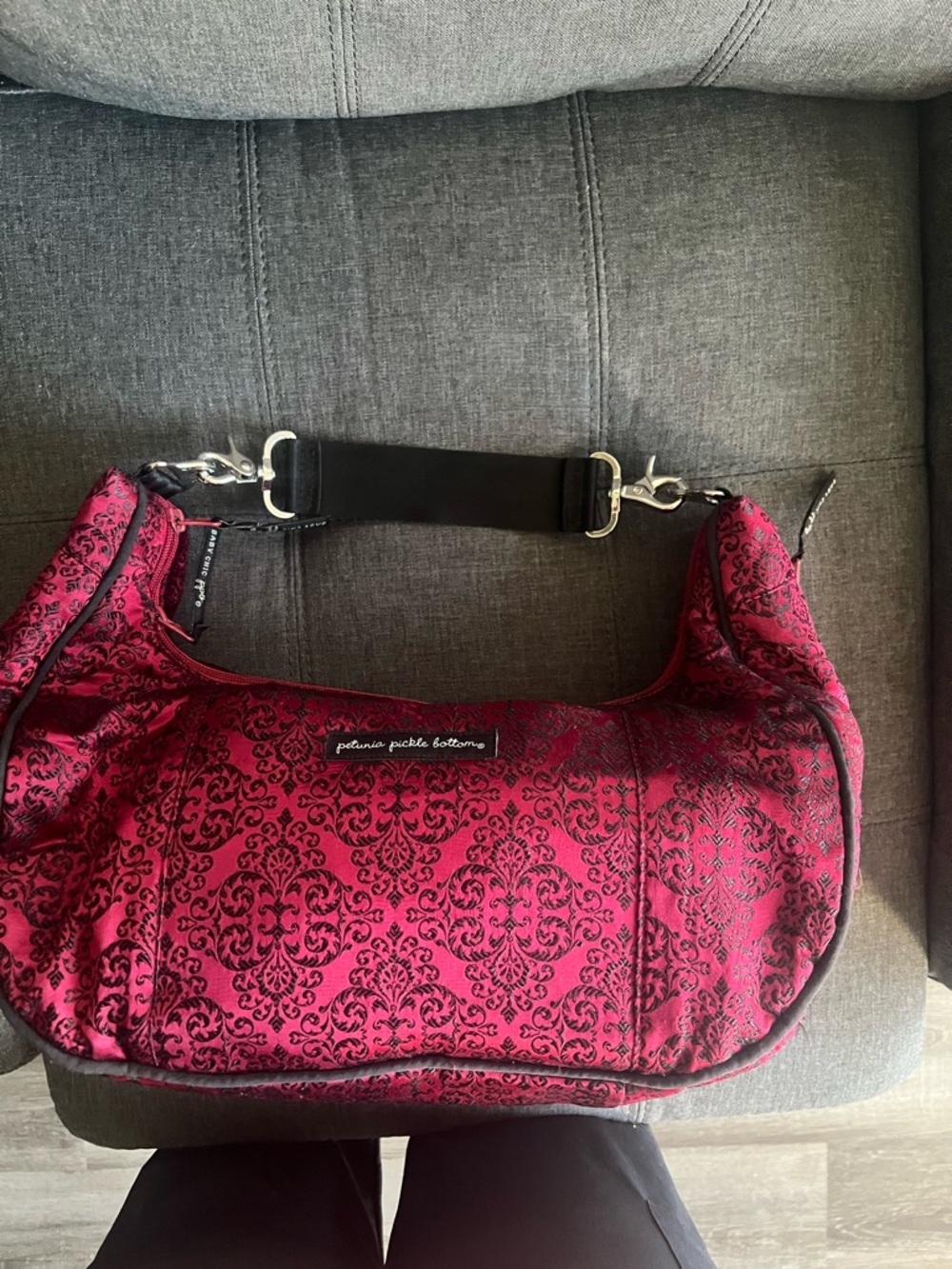 Petunia Pickle Bottom Fuchsia Damask Hobo Shoulder Bag - Picture 3 of 6